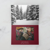 Carte Noël forêt bordeaux hiver élégant script (Intérieur)