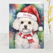 Carte Noël Frise Bichon Personnalisé (Fleur jaune)