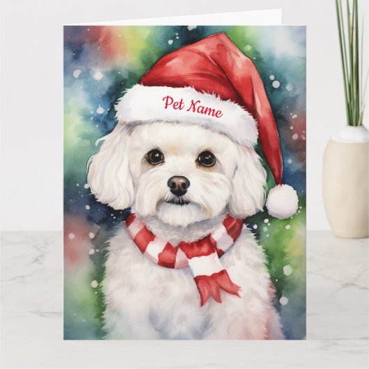 Carte Noël Frise Bichon Personnalisé (Devant)