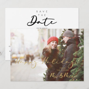 Carte Noël Futur Doré Faux Monsieur et Madame Noël