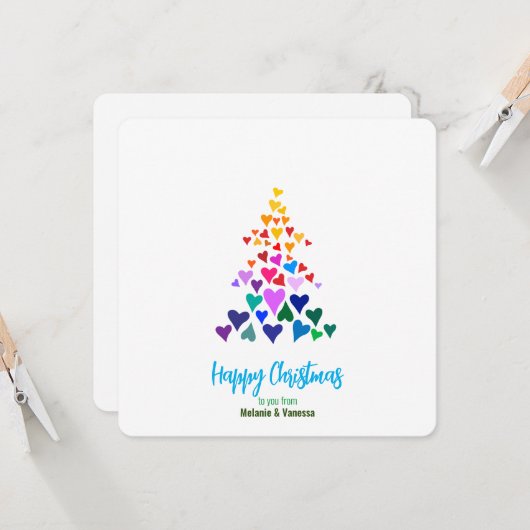 Carte Noël gay minimaliste (Devant/Arrière en situation)