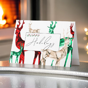 Carte Noël Gemstone Crystal Reindeer Joyeux Vacances