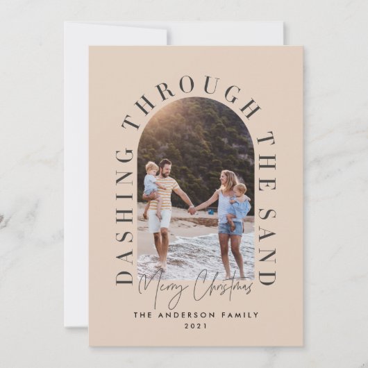 Carte Noël géo moderne en dashant à travers le sable (Devant)