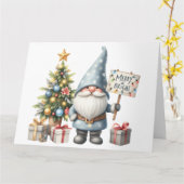Carte Noël Gnome mignonne (Fleur jaune)