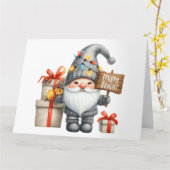 Carte Noël Gnome mignonne (Fleur jaune)
