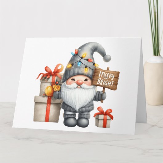 Carte Noël Gnome mignonne (Devant)