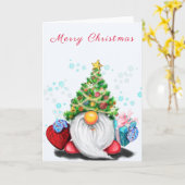 Carte Noël Gnome mignonne (Fleur jaune)