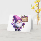 Carte Noël Gnome mignonne (Fleur jaune)