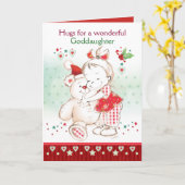 Carte Noël, Godgirl, Bébé mignonne fille & Teddy (Fleur jaune)