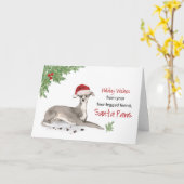 Carte Noël Greyhhound italien de chien dans Funny Sant (Fleur jaune)