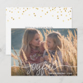 Carte Noël ・ Hanoukka JOYFUL Gold Confetti PHOTO (Devant / Derrière)