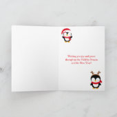 Carte Noël hiver mignonne pingouins Joyeux Noël (Intérieur)