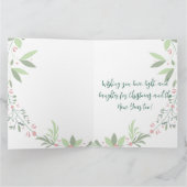 Carte Noël Holly Botanical Green Photo Marine (Intérieur)