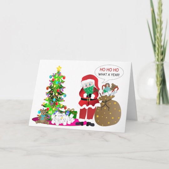 Carte Noel Humour Covid 19 Pere Noel In Mask Rolls Zazzle Be