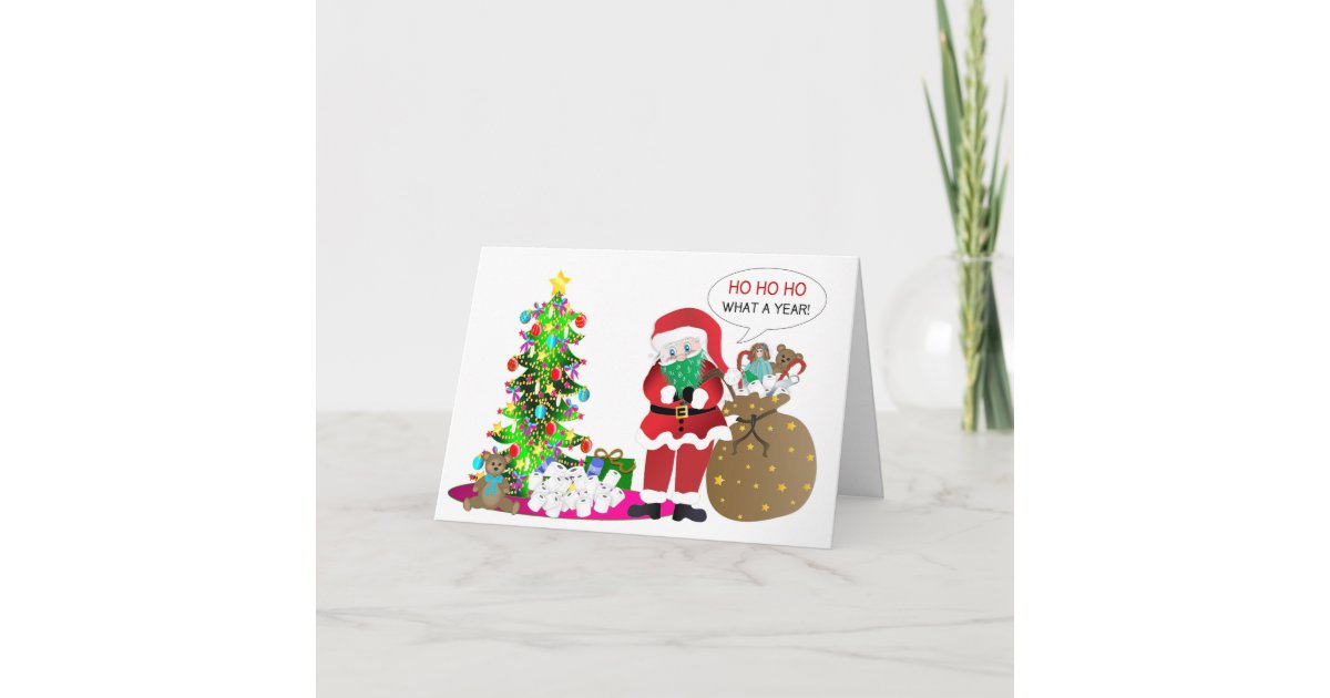 Carte Noel Humour Covid 19 Pere Noel In Mask Rolls Zazzle Be