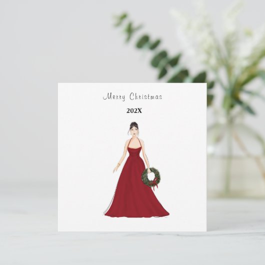 Carte Noël, illustration de mode, (Debout devant)