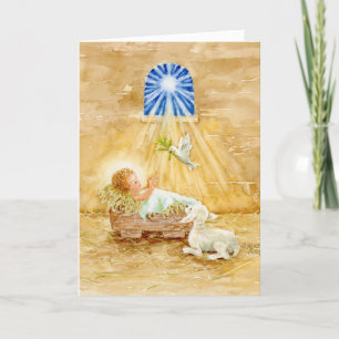 Carte Noël Jésus en Manger Enfant de la Paix BlankCard