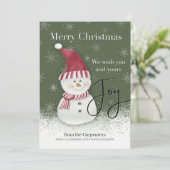 Carte Noël Joie Snowman Personnalisé (Debout devant)