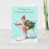 Carte Noël Joy Ski Enfant Photo Français (Devant)