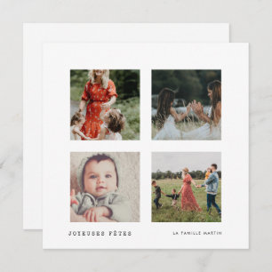 Carte Noël Joyeuses Fêtes Collage 4 photos