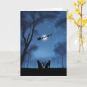 Carte Noël Joyeuses vacances avec les chats dans la nuit (Fleur jaune)