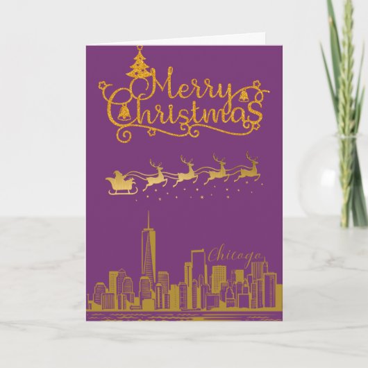 Carte Noël Joyeux à Chicago Skyline (Devant)