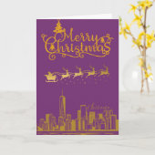 Carte Noël Joyeux à Chicago Skyline (Fleur jaune)
