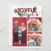 Carte Noël Joyeux et béni Rouge Plaid 3 Photo (Devant)