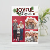 Carte Noël Joyeux et béni Rouge Plaid 3 Photo (Debout devant)