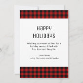 Carte Noël Joyeux et béni Rouge Plaid 3 Photo (Dos)