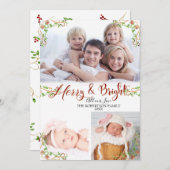 Carte Noël Joyeux n Bright Script Calligraphie (Devant / Derrière)