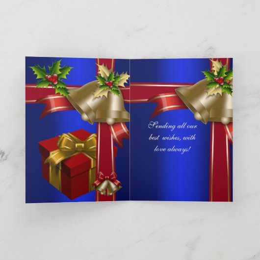 Carte Noël Joyeux Noël Bleu Rouge Or Vert (Intérieur)