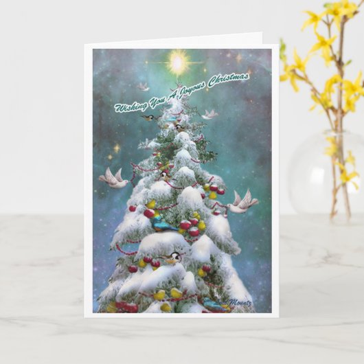 Carte Noël "Juste pour les oiseaux" (Fleur jaune)