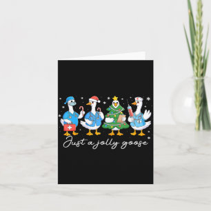 Carte Noël juste une infirmière oie joyeuse mignonne méd