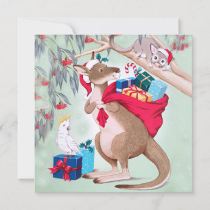 Carte Noël kangourou - Art de Noël australien