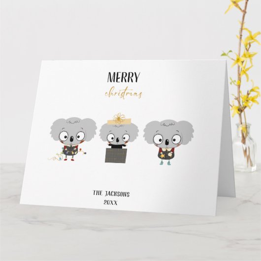 Carte Noël Koalas (Fleur jaune)
