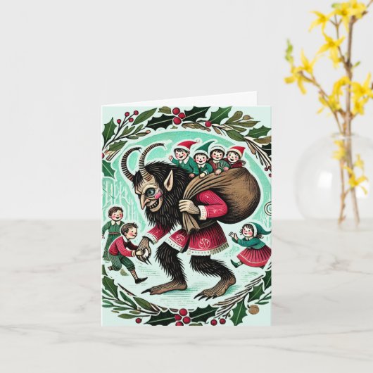 Carte Noël Krampus (Fleur jaune)