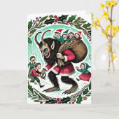 Carte Noël Krampus (Fleur jaune)