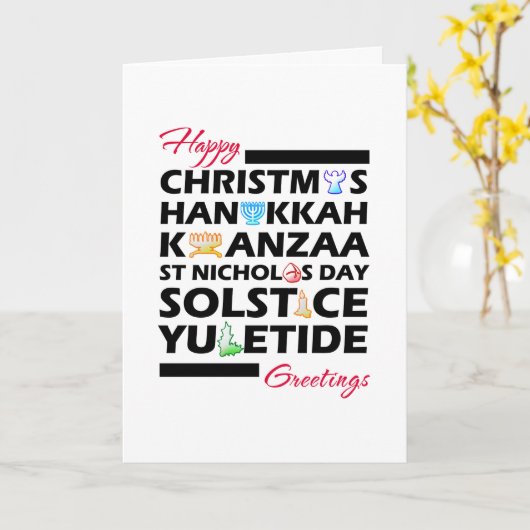 Carte Noël Kwanzaa Hanoukka Solstice Yuletide (Fleur jaune)