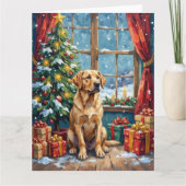 Carte Noël Labrador sous l'arbre (Devant)