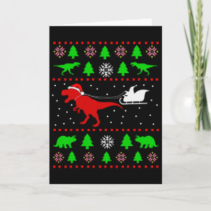 Carte Noël laid dinosaure pour adultes enfants