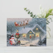 Carte Noël Laisser neiger Père Noël Sleigh Personnaliser (Debout devant)