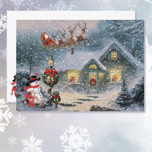 Carte Noël Laisser neiger Père Noël Sleigh Personnaliser