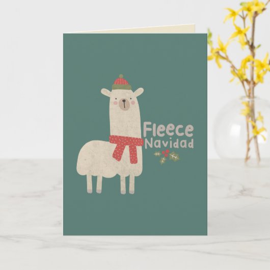 Carte Noël Llama Pun : Fleece Navidad (Fleur jaune)