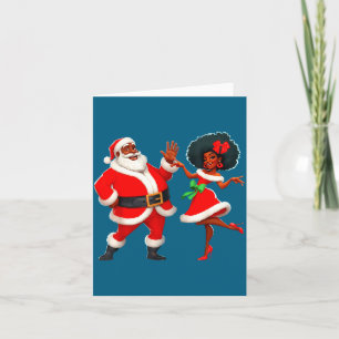 Carte Noël M. Santa Mme Claus dansant Afro-Américain
