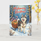 Carte Noël Malamerry - Vacances Malamute en Alaska (Fleur jaune)