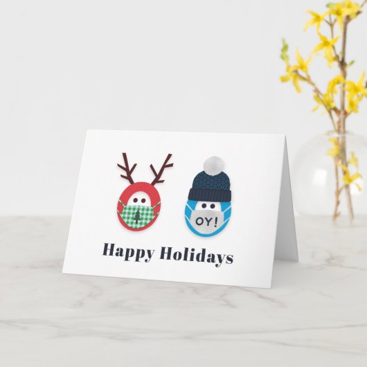 Carte Noël masqué et fête de Hanoukka (Fleur jaune)