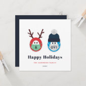 Carte Noël masqué humoristique et vacances à Hanoukka (Devant/Arrière en situation)