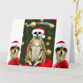 Carte Noël Meerkats Père Noël (Fleur jaune)
