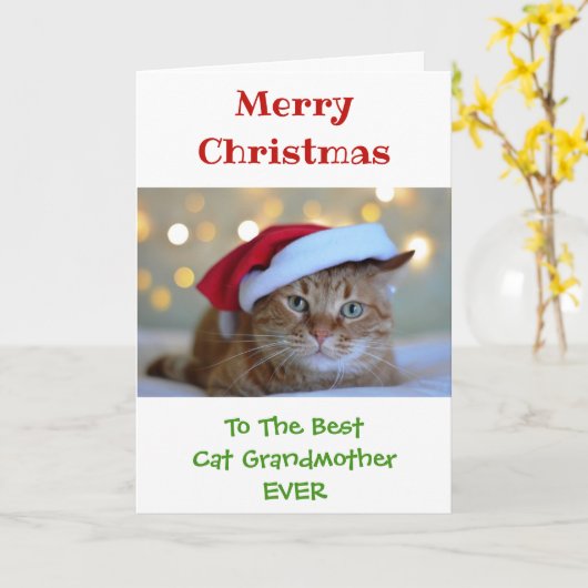 Carte Noël Meilleur Chat Grand-Mère Jamais Photo (Fleur jaune)
